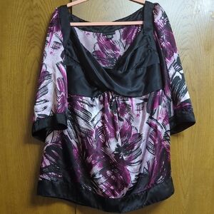 Apostrophe Pink and Black Abstract Blouse